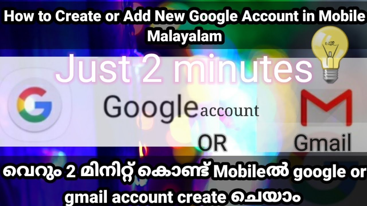 How to Create or Add New Google Account in Mobile Malayalam