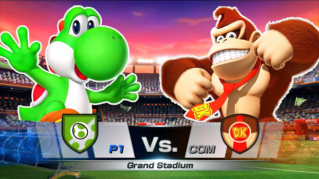 Mario Sports Superstars Football - Team Yoshi Vs Team Donkey Kong (Hardest Difficulty)