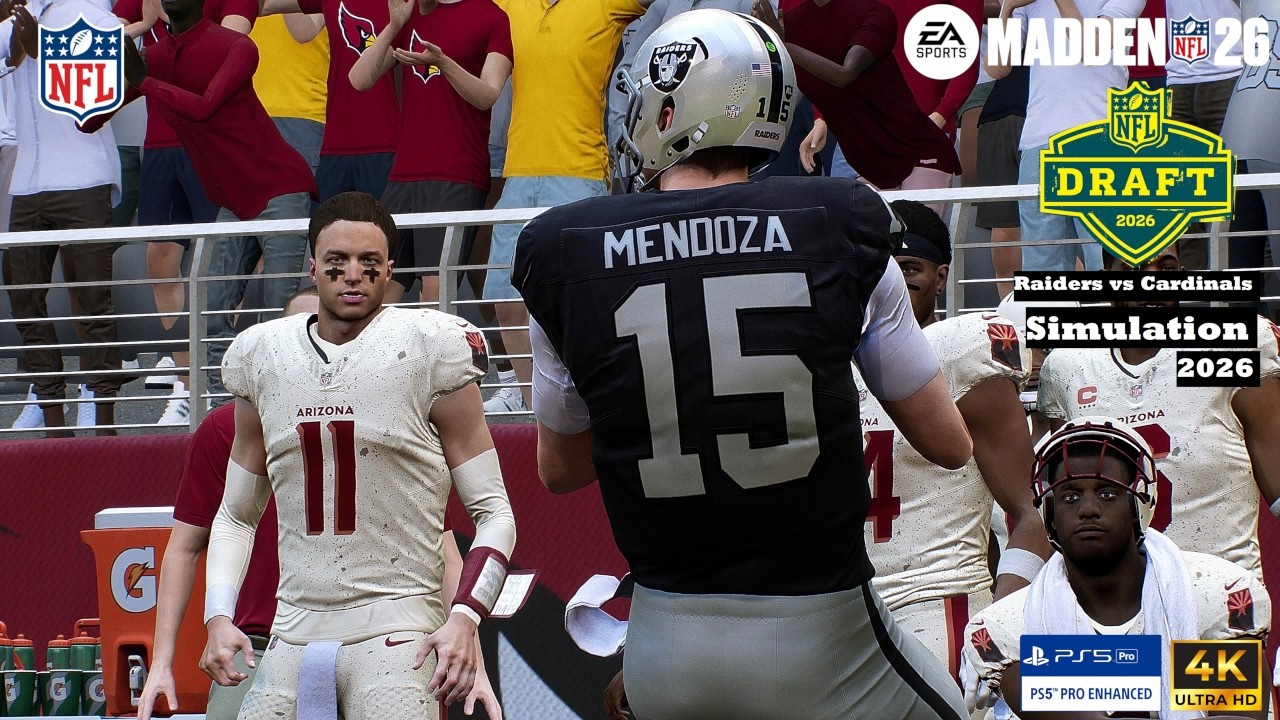 Madden 26 Fernando Mendoza Raiders vs Carson Beck Cardinals Sim NFL DRAFT EARLY 2026 Game Play