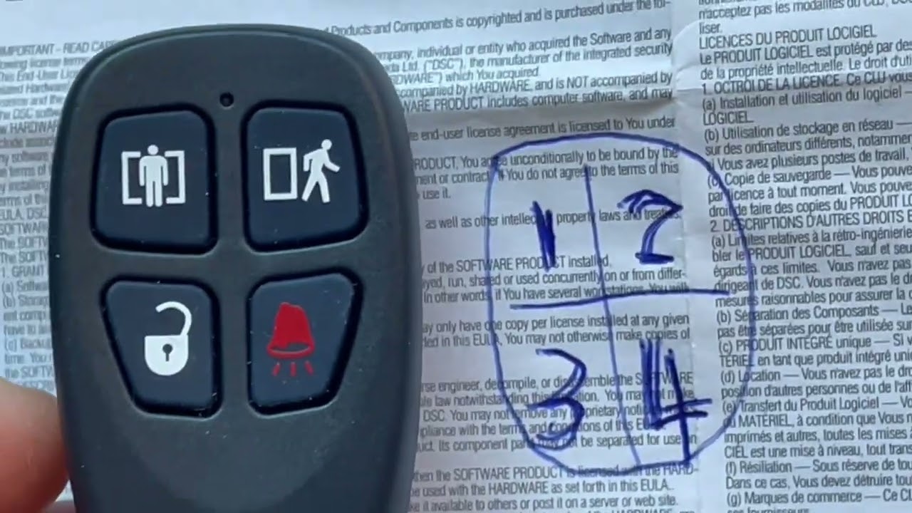 DSC pc1832 panel wireless key ws4939 enrollment and function buttons programming(RFK5501)