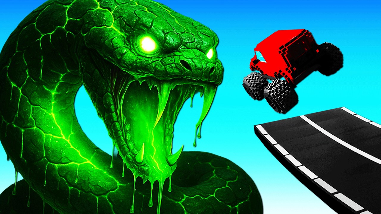 GIANT SNAKE vs CARS