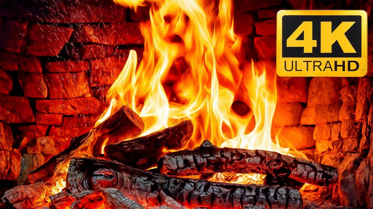 Fireplace 4K for TV | Christmas Fireplace Ambience 4K UHD | 3 Hours Relaxing Crackling Fire Sounds