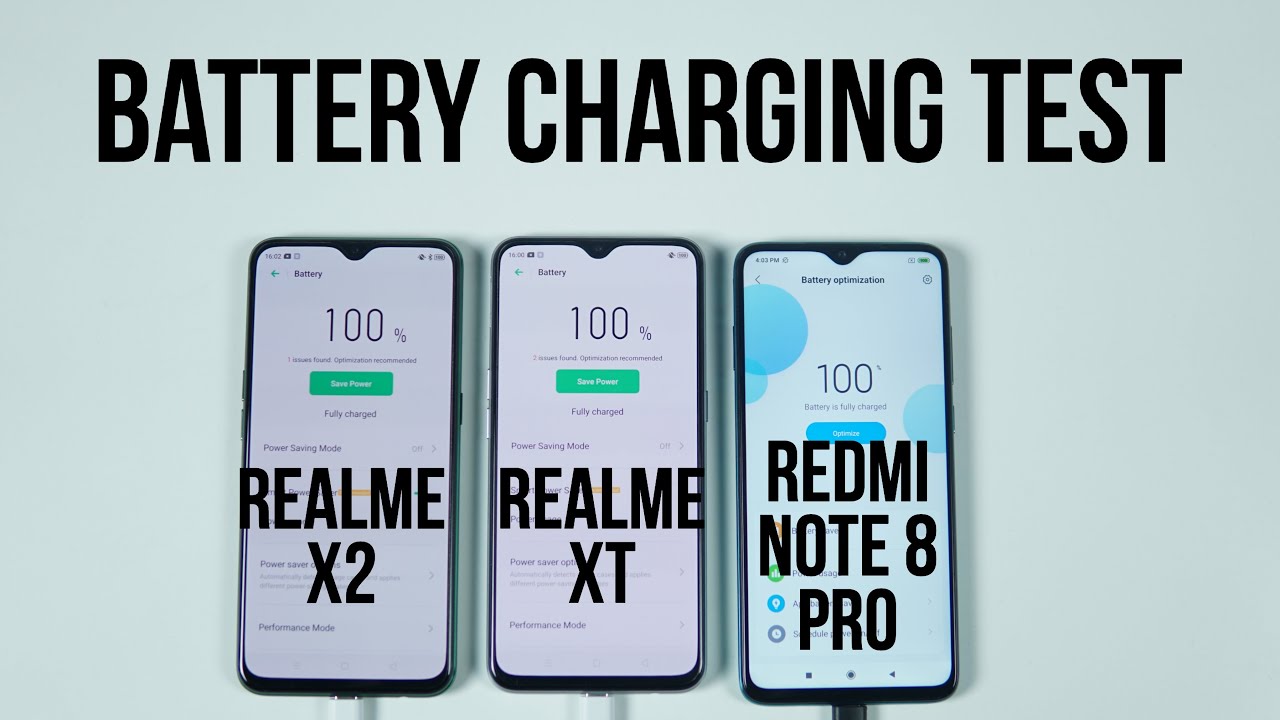 Realme X2 vs Realme XT vs Redmi Note 8 Pro Fast Charging Test (30W vs 20W vs 18W) - Super Speeds!