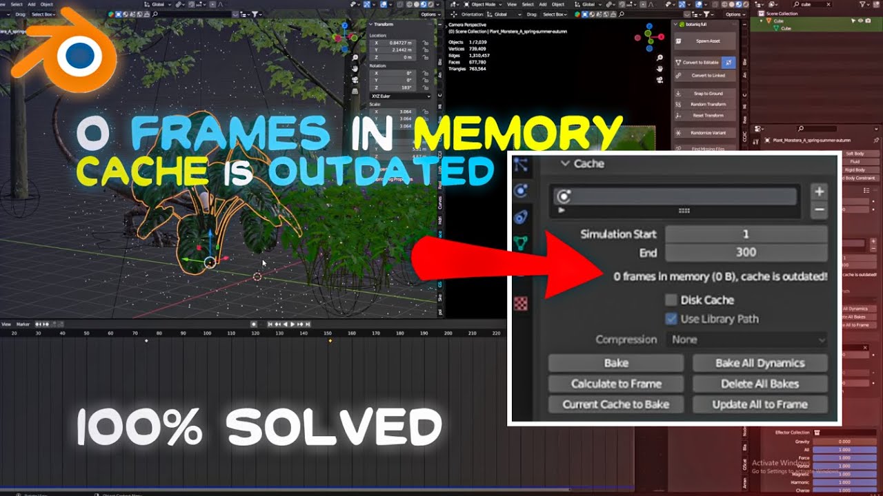 0 Frames in Memory, Cache is Outdated Problem Solved #blender #tutorial