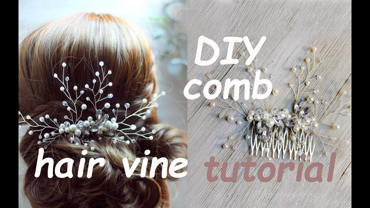 Tutorial Bridal Hair Comb Hair Vine Pin Headpiece Boho Chic  DIY Gold
