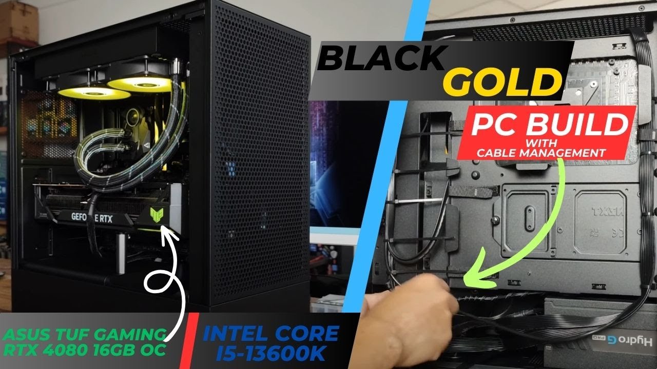 BLACK & GOLD Themed PC Build with Cable Management (Time-lapse) | PCB-91