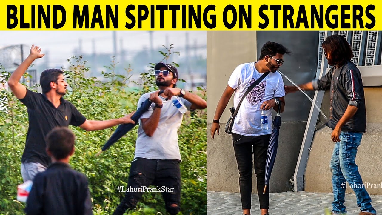 Blind Man Spitting Water on Strangers Prank - Lahori PrankStar