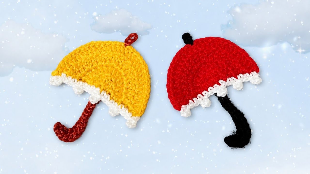 Tığ işi şemsiye motif yapımı ☔ bebek örgü süsü easy crochet