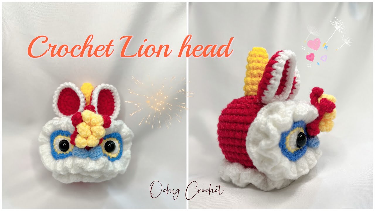 Crochet Lion keychain 🦁 | Cute amigurumi crochet tutorial | Móc len đầu sư tử đầu lân