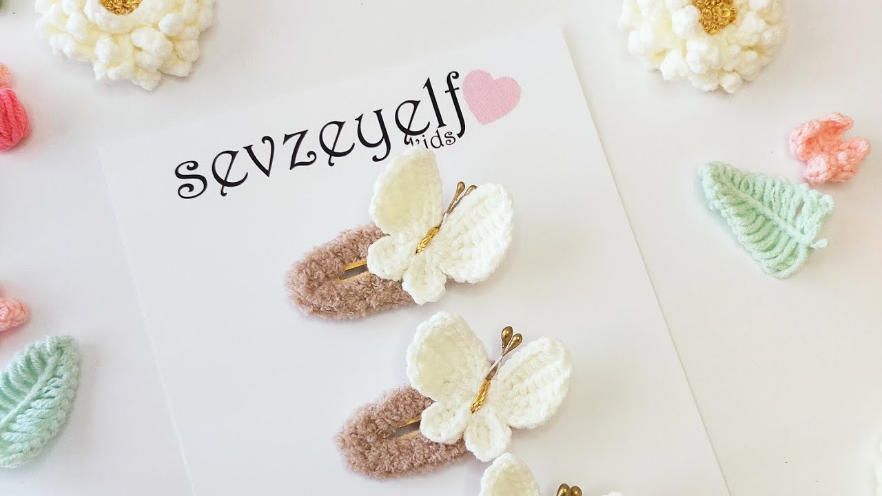 ÖRGÜ KELEBEK TOKA YAPIMI  / KNITTED BUTTERFLY BUCKLE MADE