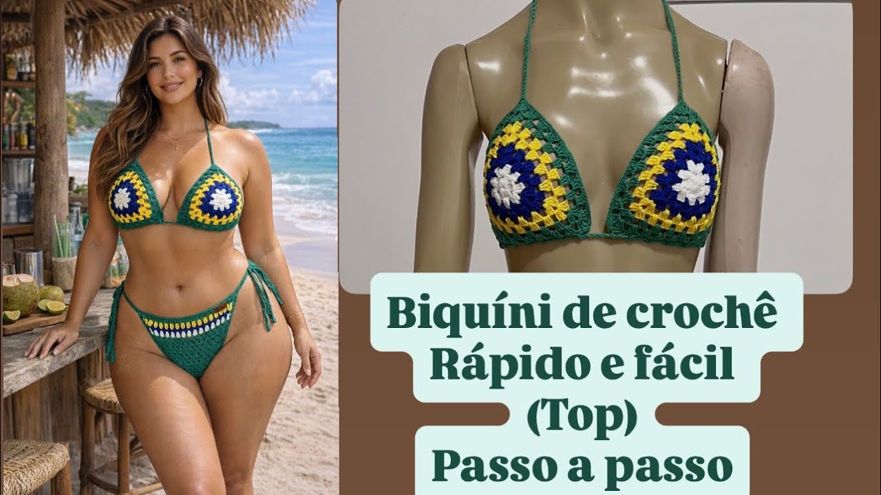 Biquíni de crochê rápido e fácil (top) passo a passo @Njcroche 