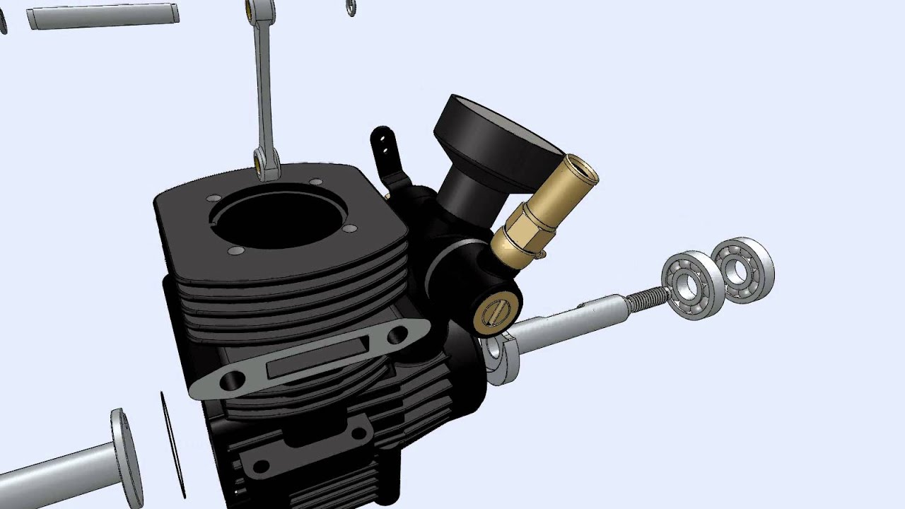 Solidworks animation of a Nitro engine (exploded view)