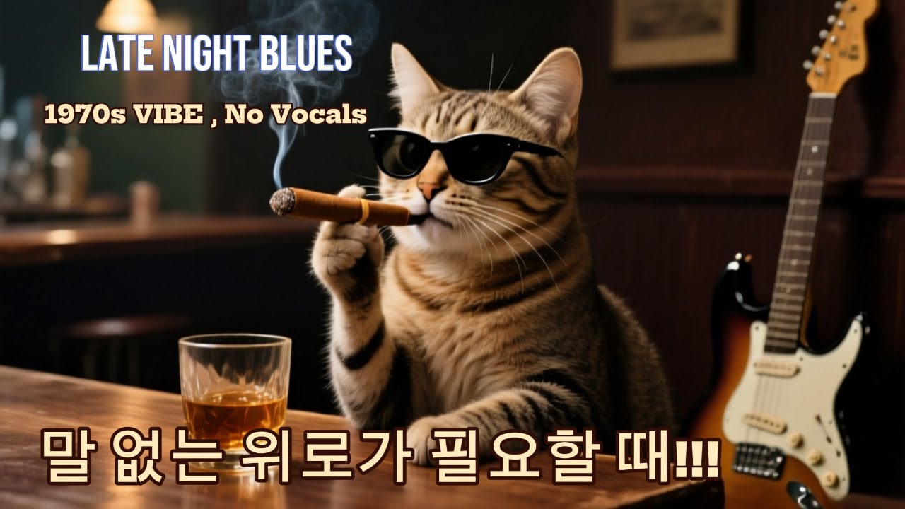 2 AM, Whiskey & Blues | 70s Slow Rock Instrumental/말 없는 위로가 필요할 때, 일렉기타,고양이, 시가, 그리고 블루스 (No Vocals)