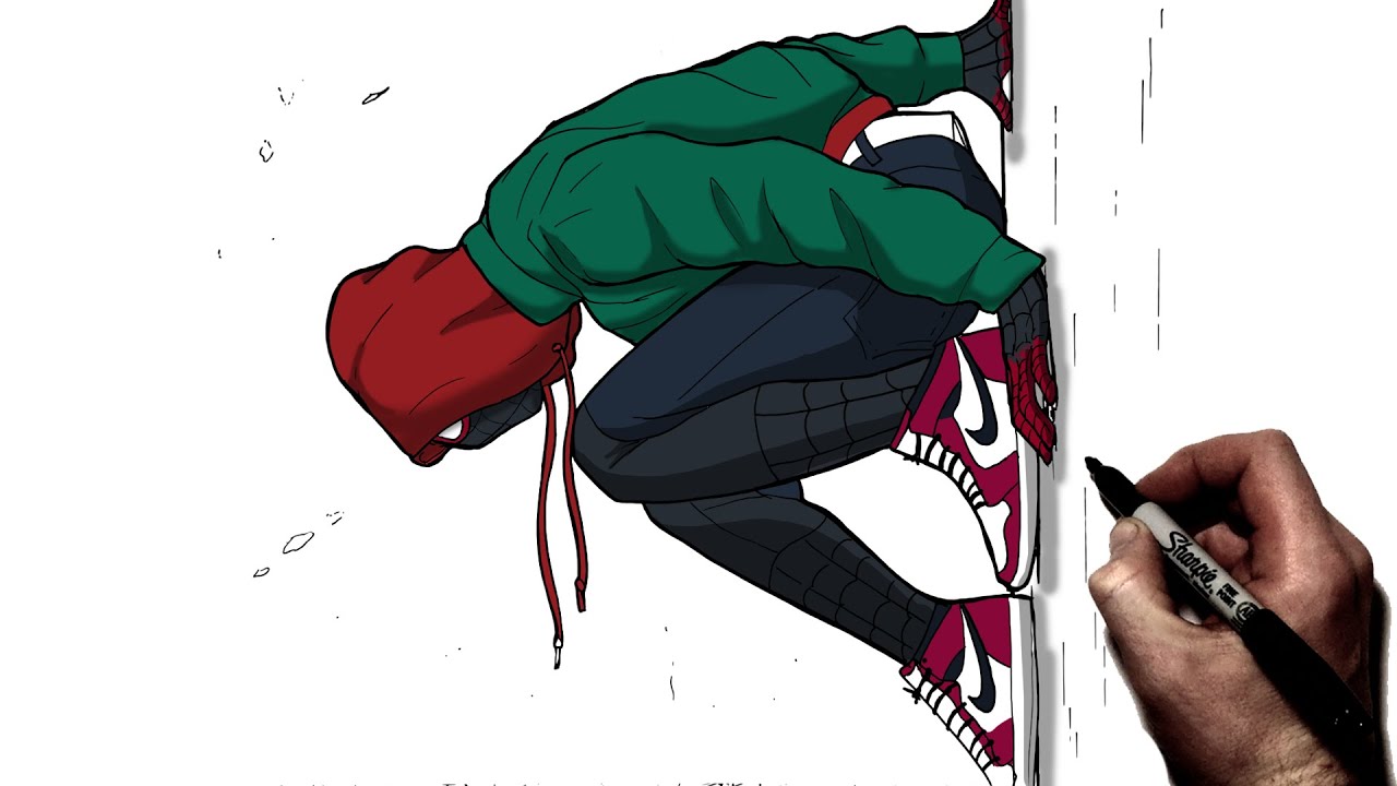Как нарисовать Майлза Моралеса (Прыжок веры) шаг за шагом | В мир Spider-verse