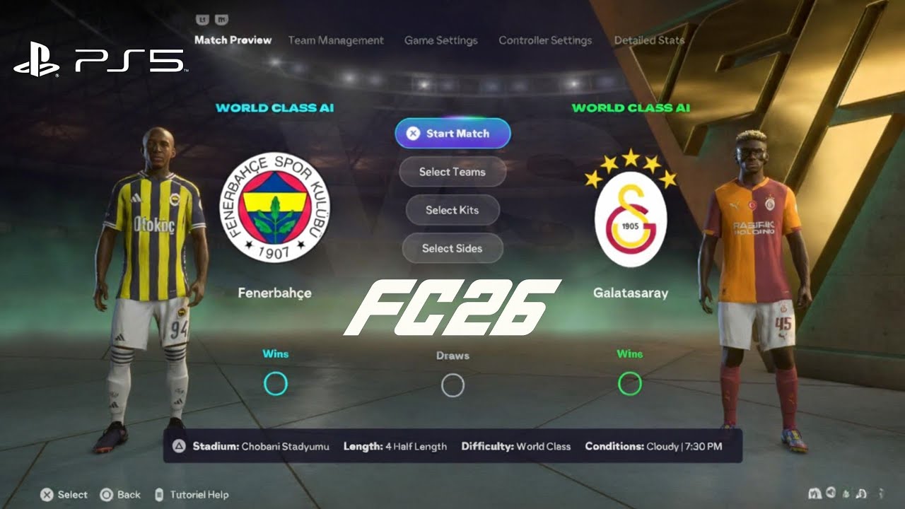 EA SPORTS FC 2026 (PS5 SLİM UHD) TRENDYOL SUPER LEAGUE DERBY FENERBAHÇE-GALATASARAY GAMEPLAY