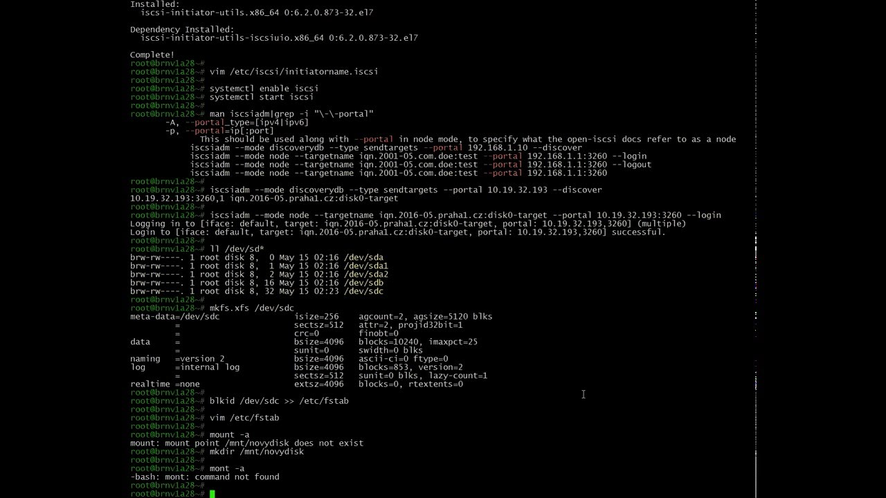 CentOS7:  configure iSCSI target&initiator
