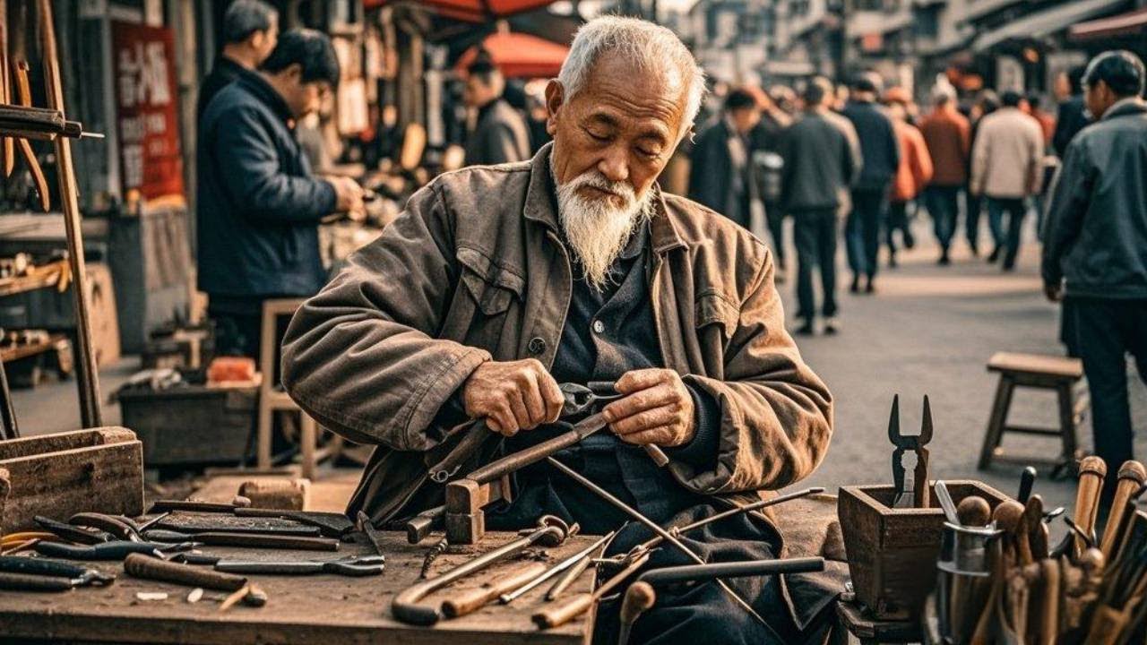 农村老手艺人用拖鞋修的钳子，竟然比新买的还耐用！五金店都要倒闭了！#日常 #集市 #三农 #Vlog #农村