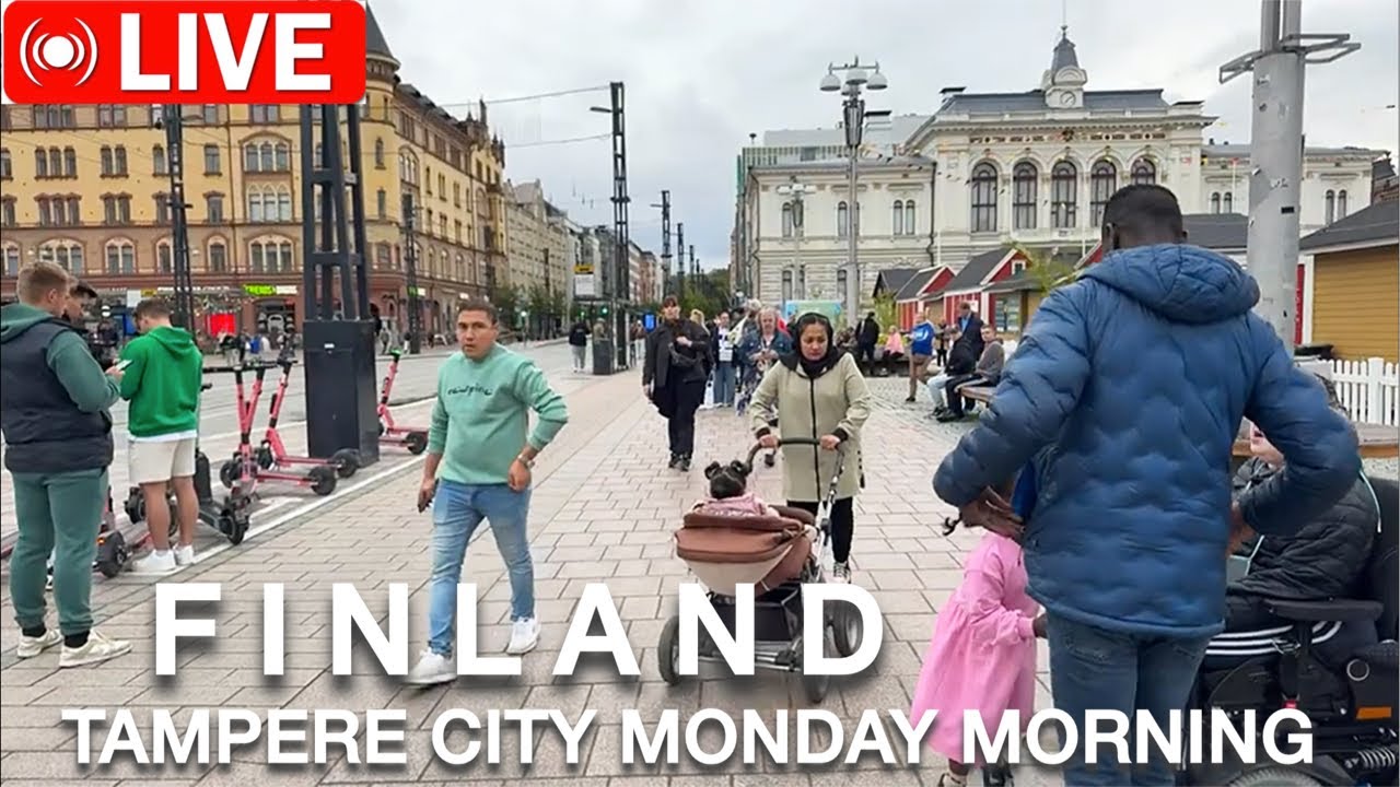 WATCH LIVE : BUSY MONDAY MORNING IN TAMPERE CITY CENTER