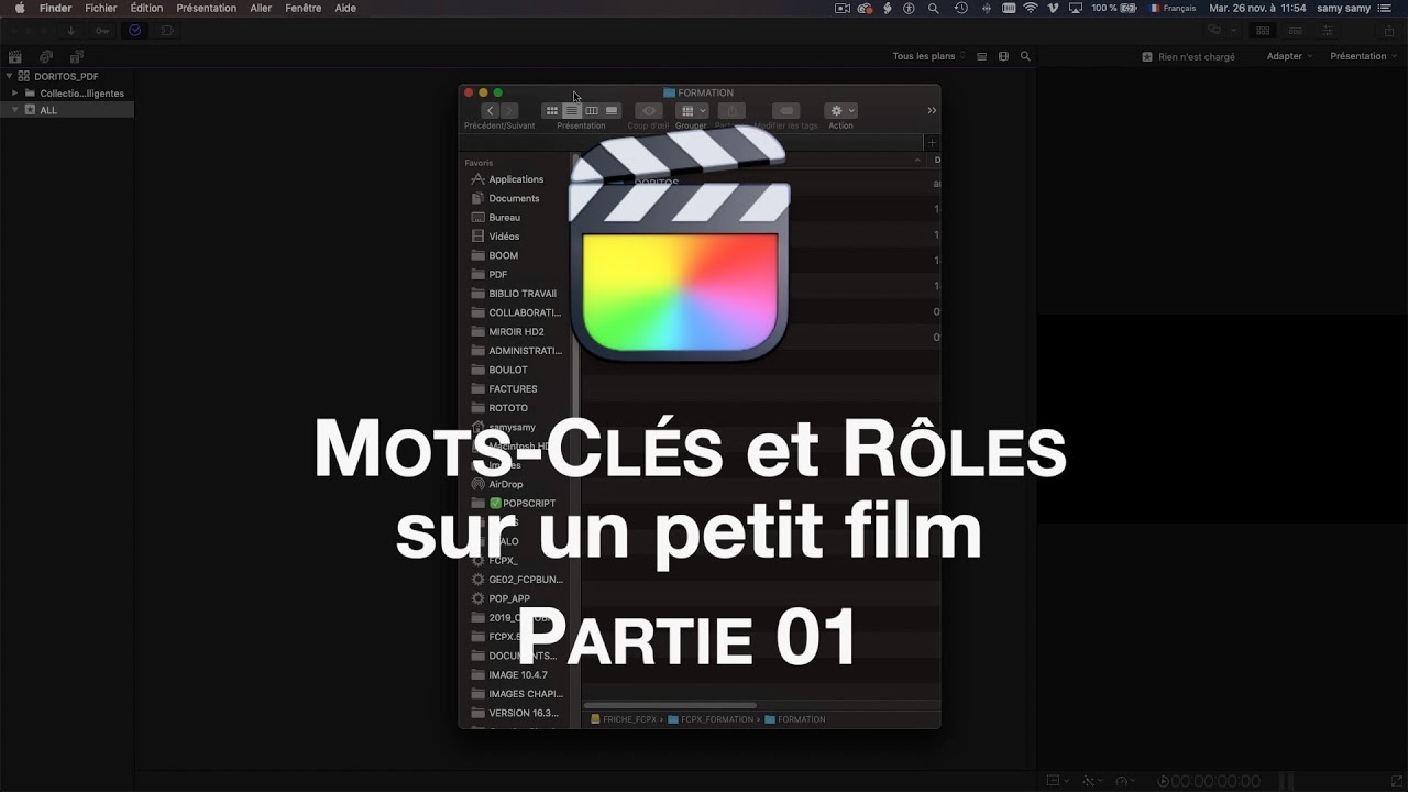 Final Cut Pro 147 : DÉRUSHER - Mots-Clés et Rôles sur un petit film - Partie 01 : les mots-clés