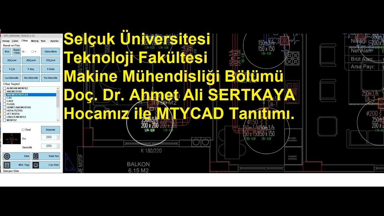MTYCAD Selçuk Üniversitesi Teknoloji Fakültesi Makine Mühendislik Bölümü Mekanik Tesisat Hesap Çizim