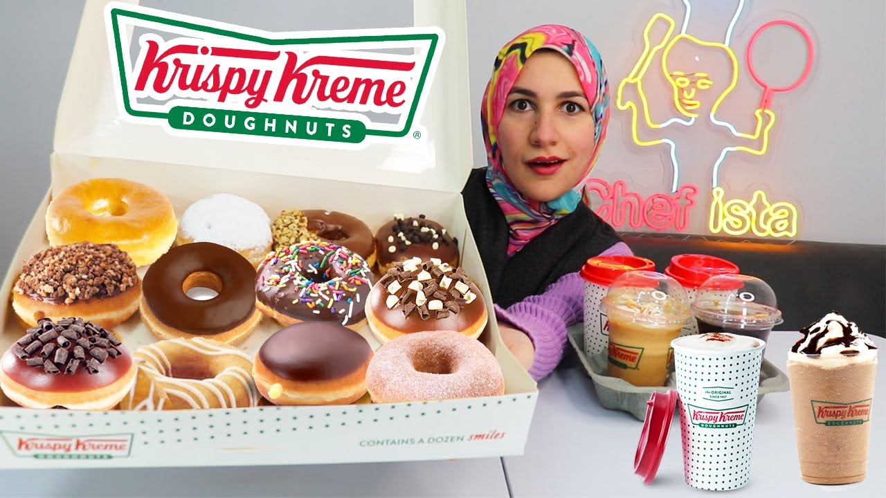 جبت منيو كريسبى كريم كامل💃 !! الطابور عليه لآخر الشارع😱 !! ياترى يستاهل 🍩؟!  Krispy Kreme doughnuts