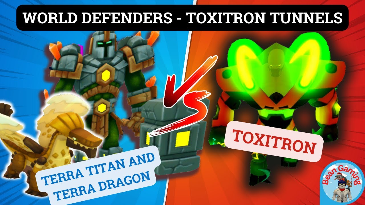 TERRA TITAN AND TERRA DRAGON VS TOXITRON!! (World Defenders Roblox)