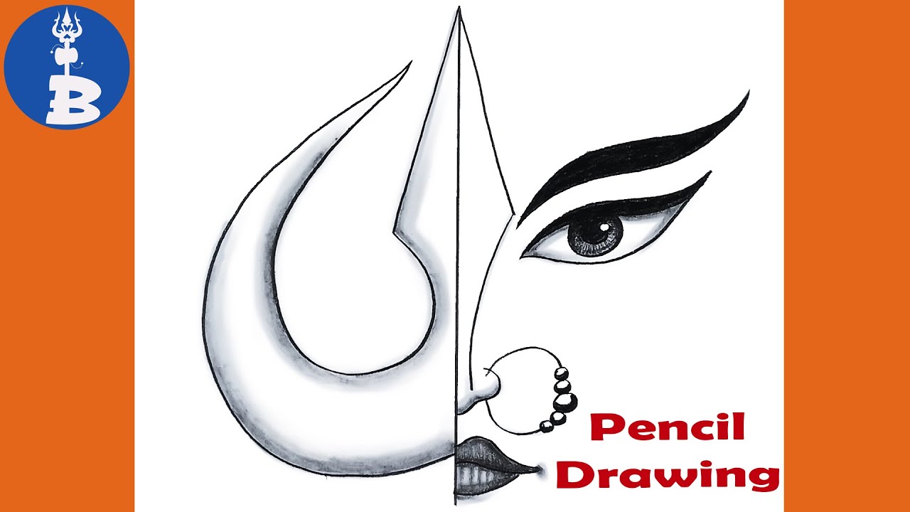 Maa Durga Face Drawing _ Devi Durga Maa Pencil Sketch _ Navaratri Special Drawing