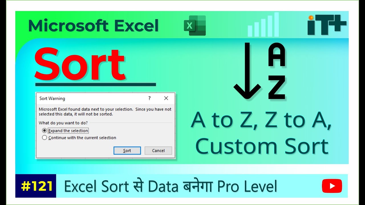 How to Use Sort in Excel | Data Sorting | Arrange Data A to Z and Z to A