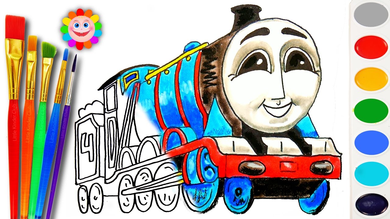 Coloring with Thomas and Friends ♦ How to Draw Gordon ♦ Learn Colors Video for Kids