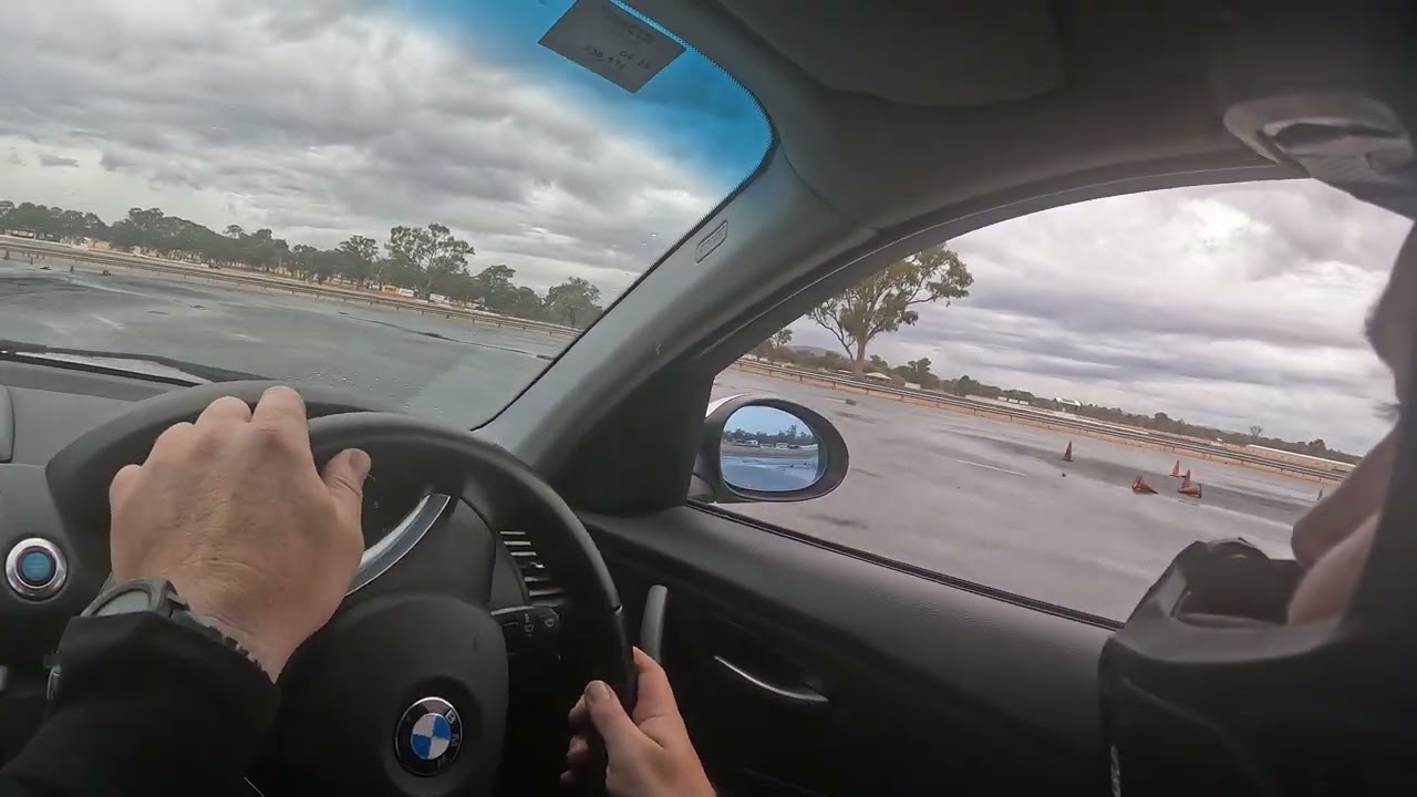 First time drifting in the BMW 1 series at Freeflow skid pan at Winton