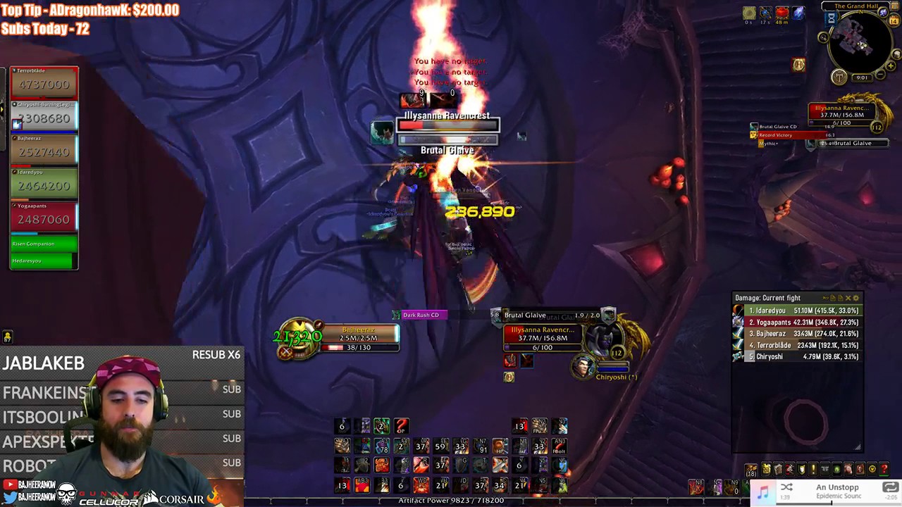 Bajheera - Black Rook Hold (Mythic+10): 874 iLvl Arms Warrior DPS - WoW Legion PvE