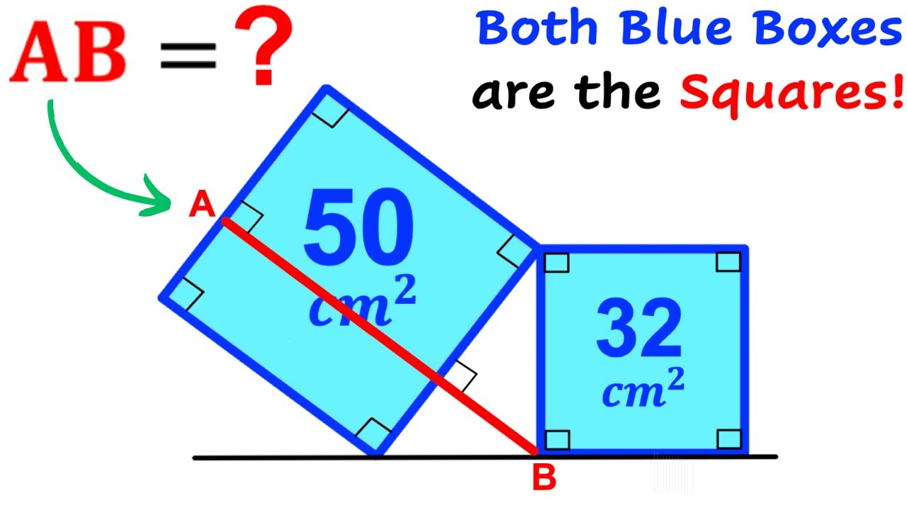 Вы можете найти длину AB? | (Квадраты) | #математика #математика | #геометрия