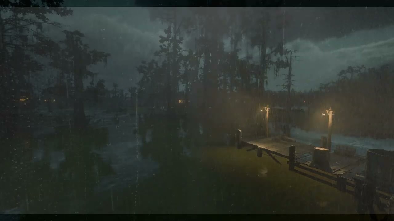 Heavy Rain Sounds for Sleeping | Black Screen | RDR 2