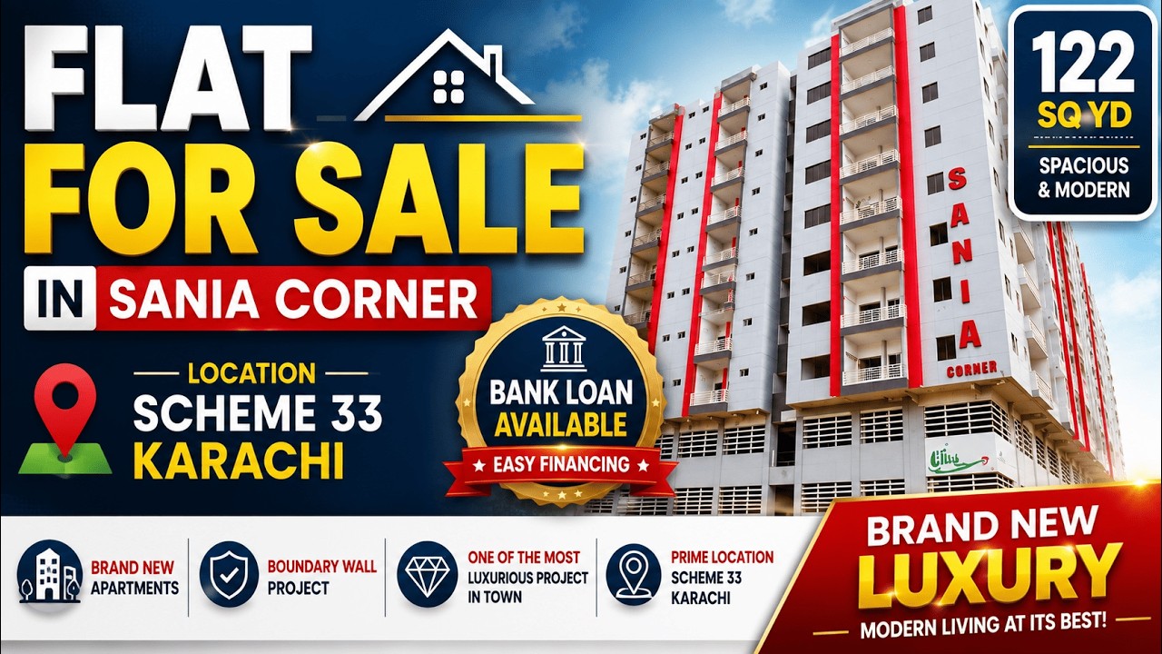 Flat for Sale in Sania Corner Scheme 33 Karachi | Bank Loan Available | Brand New Luxury Apartments
