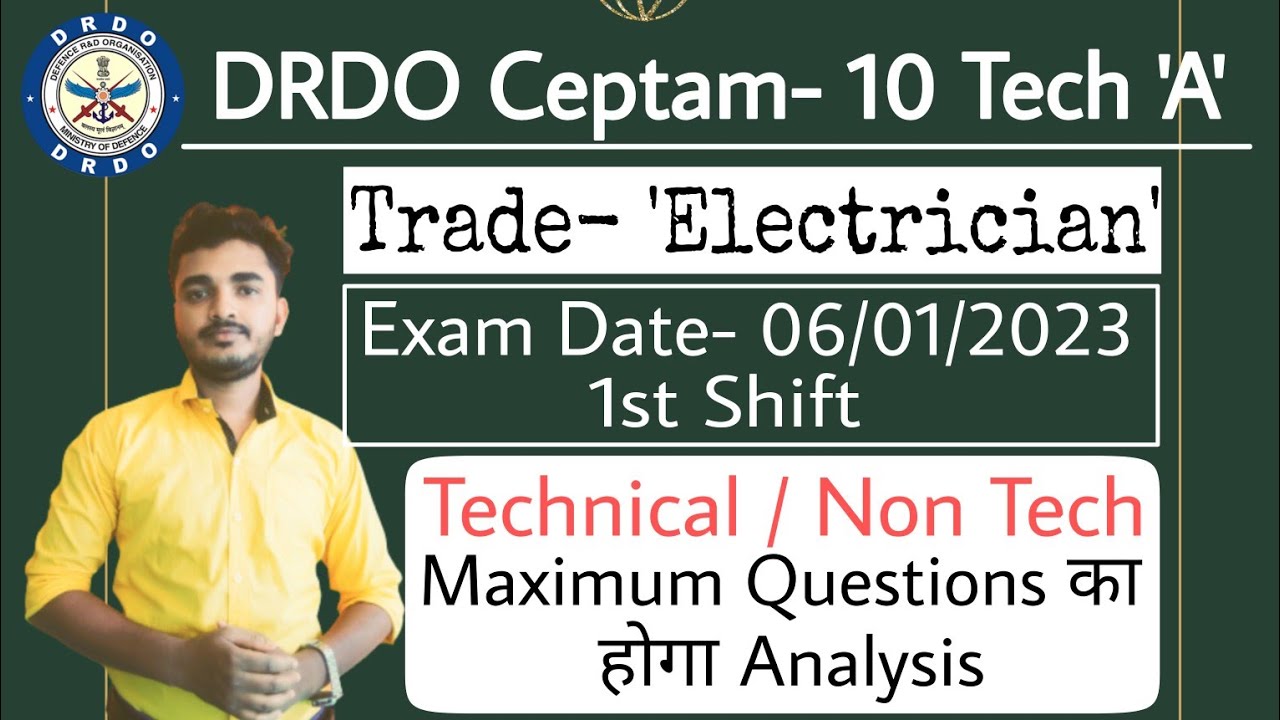DRDO Technician A Electrician 1st Shift Exam Paper 6th January 2023 Analysis Review 06/01/2023 #drdo