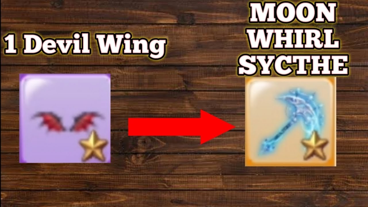 Converting Devil Wings to Moon Whirling Sycthe In Blockmango Skyblock