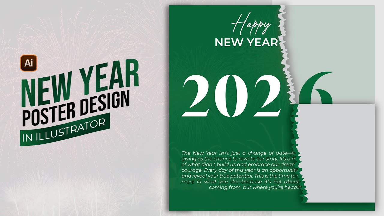 Creative New Year Poster Design 2026 in Adobe Illustrator | Step-by-Step Tutorial
