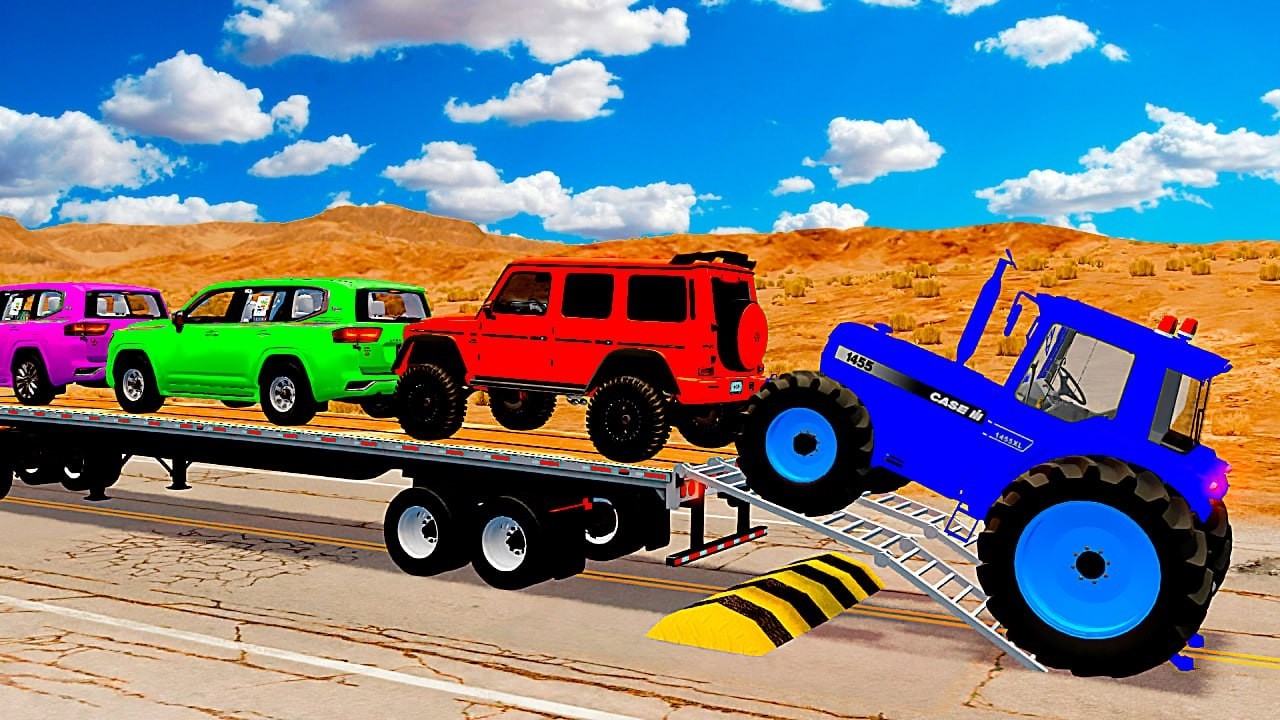 Flatbed Truck Mcqueen | Transportation with Truck - Pothole vs Car #14 - BeamNG.Drive