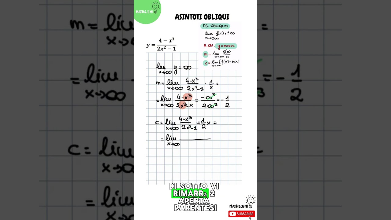 Asintoto obliquo? Ecco come trovarlo in una funzione fratta! | #asintotoobliquo #funzionifratte