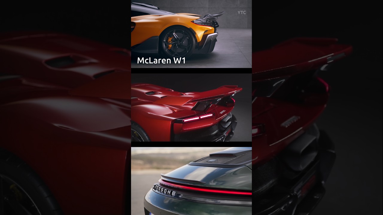 Comparison of 3 active rear spoilers: McLaren W1, Ferrari F80, Porsche 911 GT3 Touring