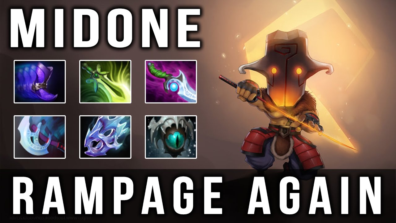 Dota 2 MidOne Juggernaut - 20 Kills Rampage with Diffusal Blade - Rampage Again