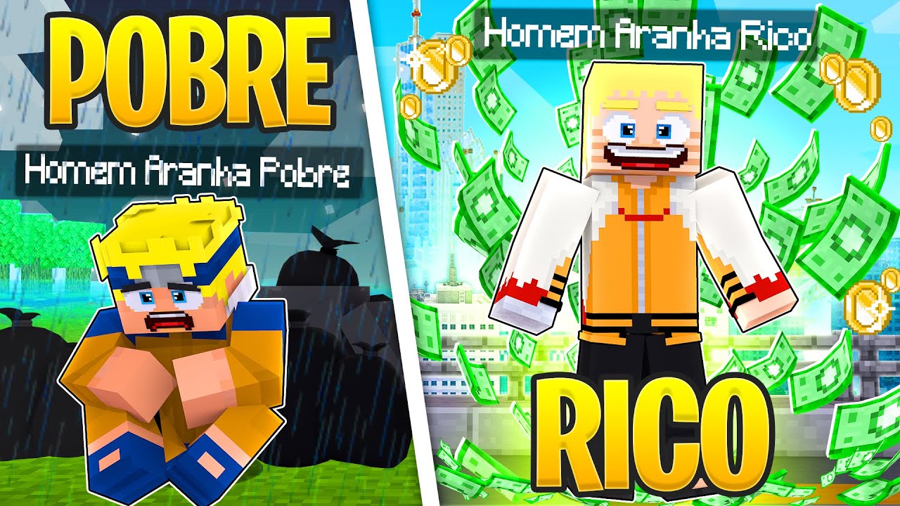 RICO VS POBRE DO NARUTO no MINECRAFT! ​‹‹ P3DRU ›