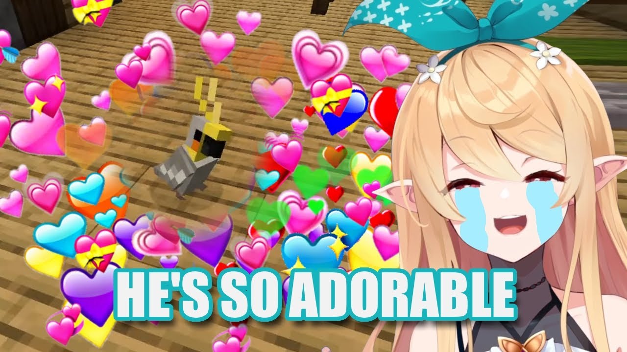 Pomu crying and jamming to her pet bird in Minecraft 【NIJISANJI EN】