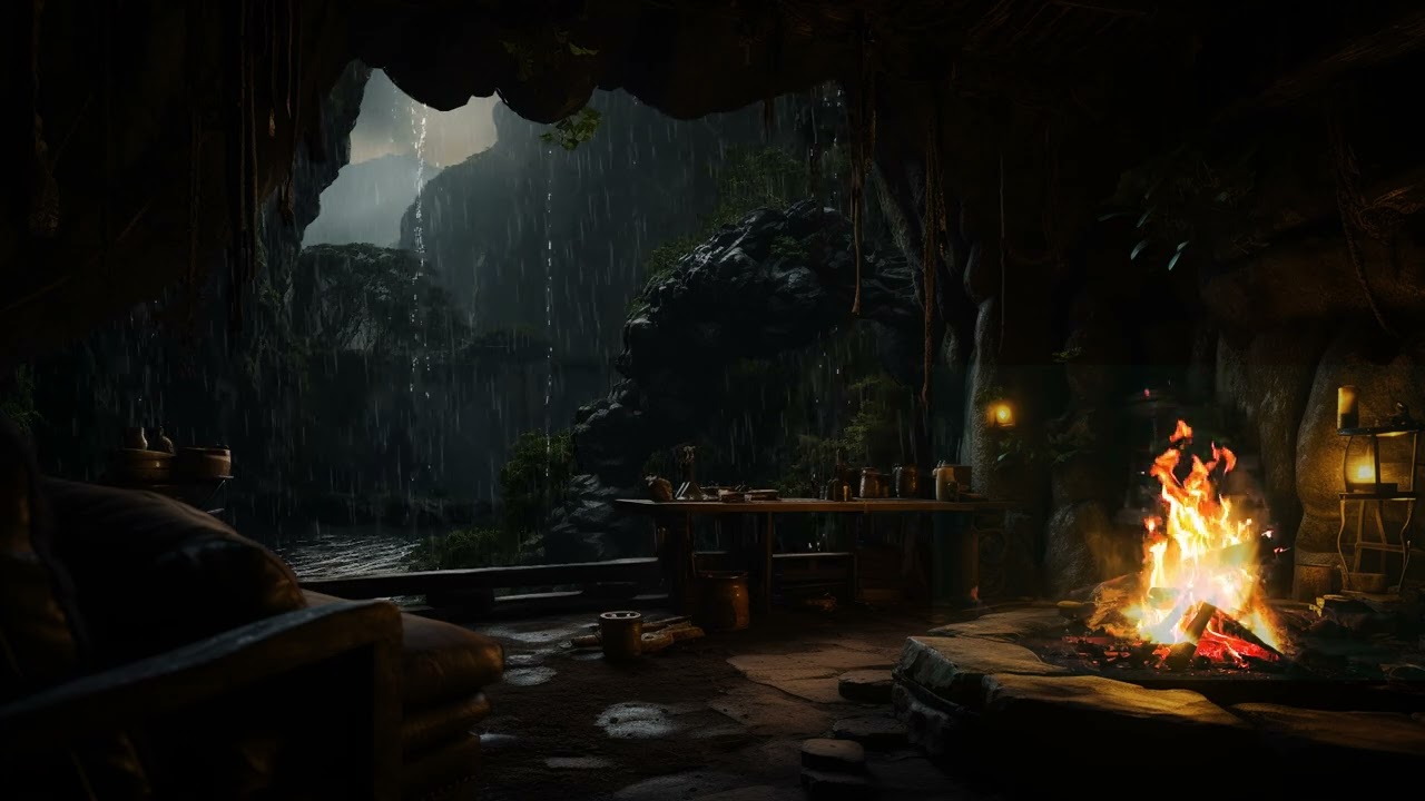 Echoing Rain Sounds in a Hidden Cave for Deep Relaxation, Sleep & Meditation 🌧️🕯️✨