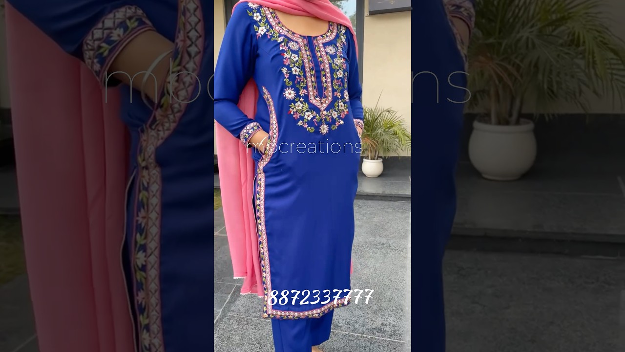 Pashmina suit with heavy machine work customised 