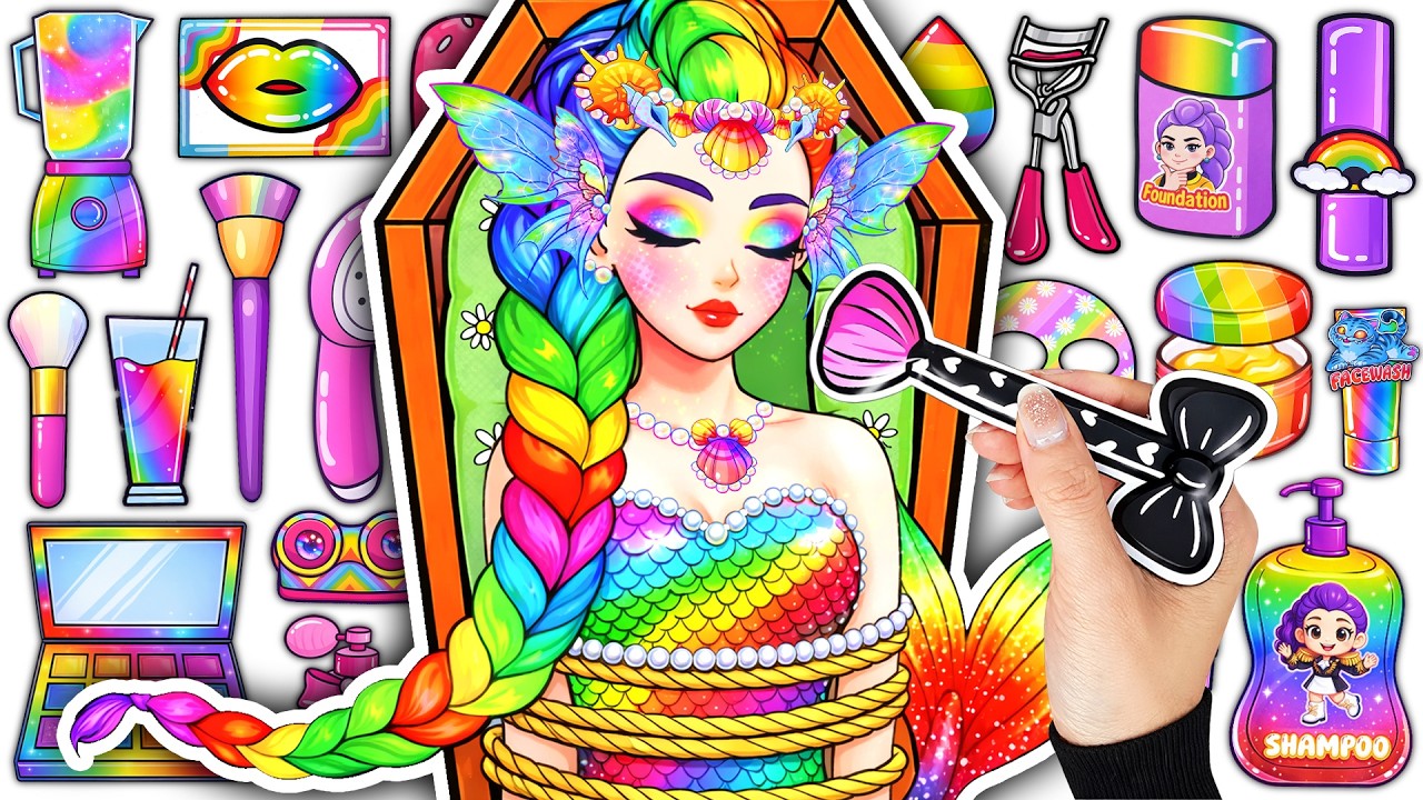 💖PAPER DIY💖KPOP DEMON HUNTERS Rumi Mermaid Colorful Skincare + Makeup + Blind Bag Unboxing ASMR