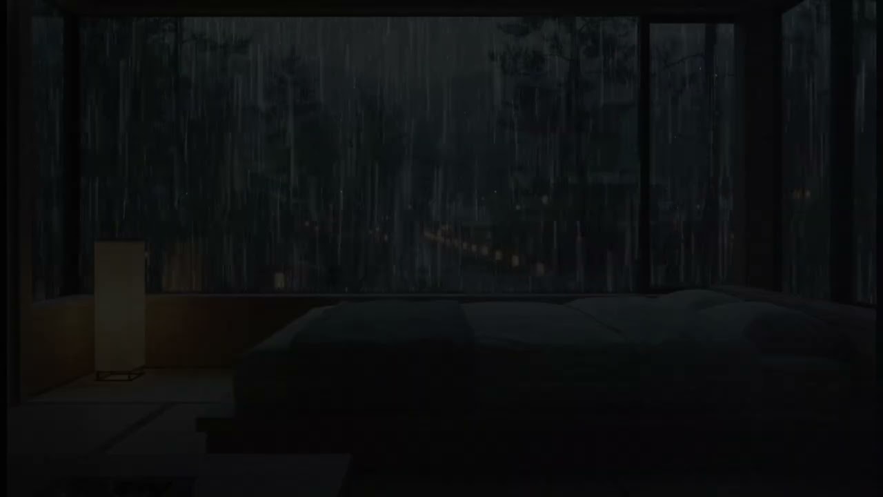 Rainfall in a Dark Bedroom (No Ads) | Relaxing Rain Ambience for Inner Peace