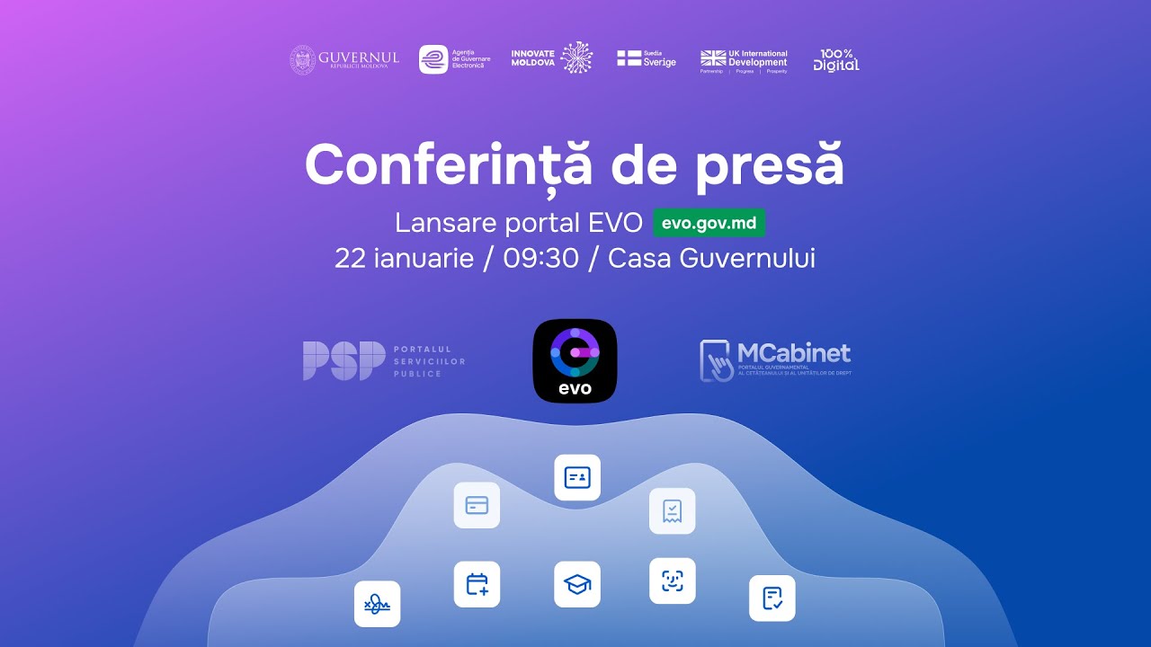 Conferința de presă privind lansarea Portalului guvernamental integrat EVO