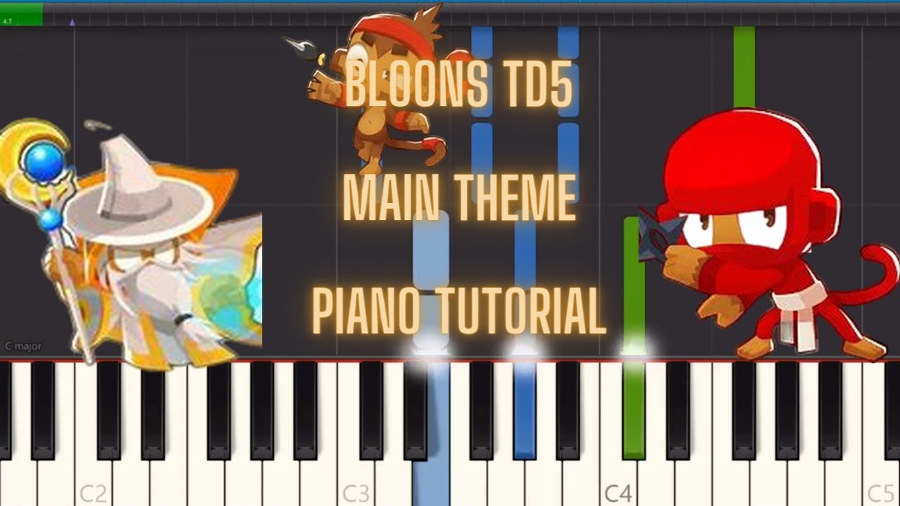 Bloons Tower Defence 5 - Main Theme (Jazz Theme) (Synthesia) Piano Tutorial With Sheet Music.