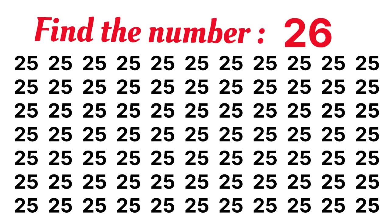 Find the Number "26". Test your eyes. Sharpen your Brain. Focus your mind.